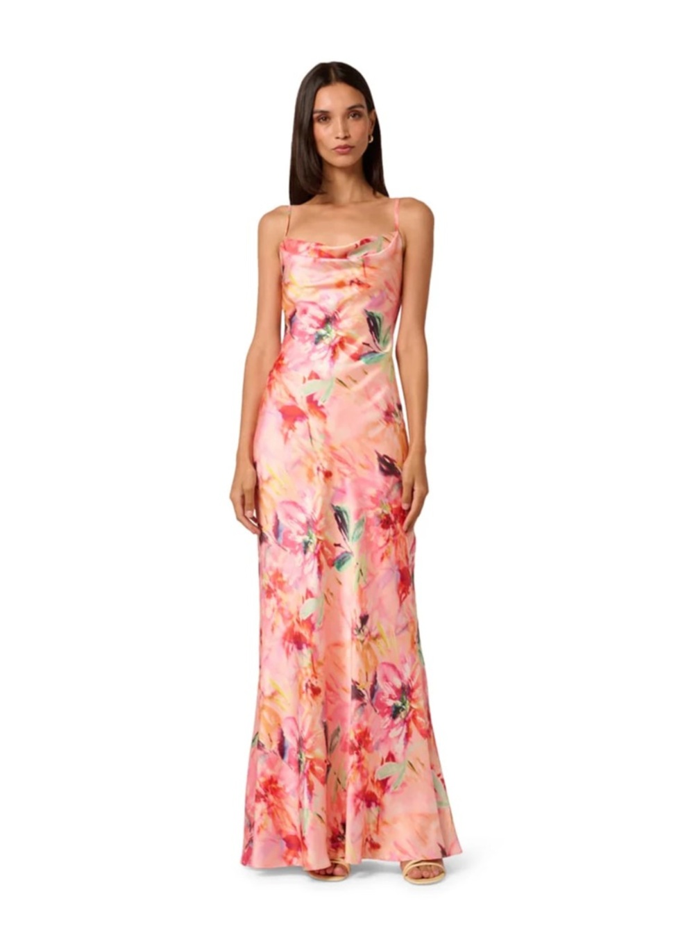 Liv Foster Adeline Cowl-Neck Sateen Maxi Dress